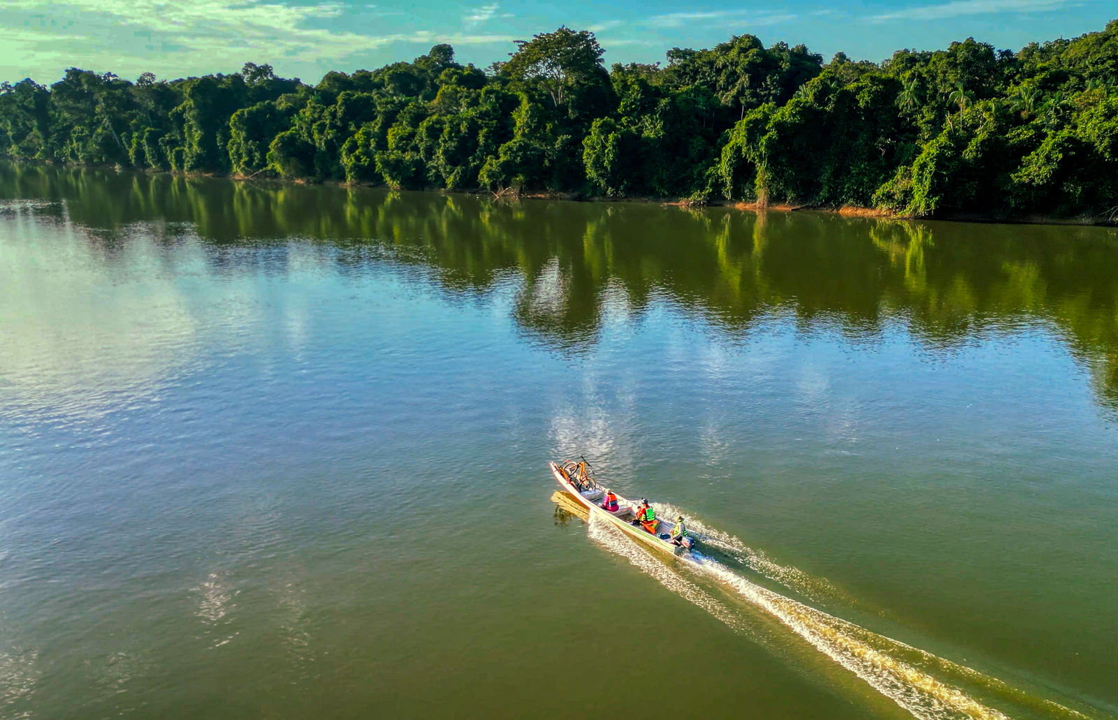 A river cutting through the Colombian Amazon rainforest